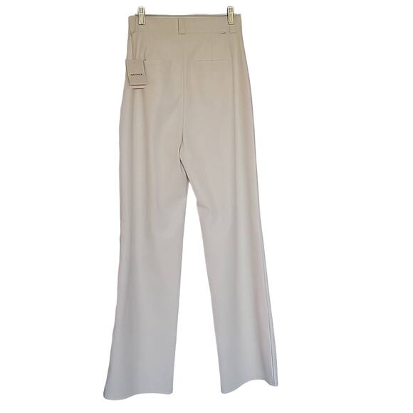 NWT MOTHER Faux Leather Hi Waist Tunnel Vision Pleat Prep Sneak Pant-Egret, 26 - Picture 3 of 11